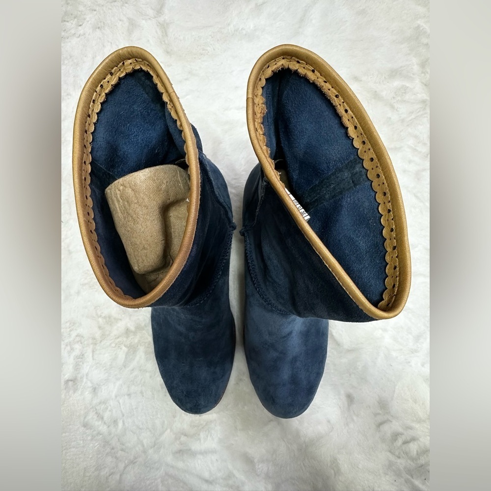 UGG Navy Suede Heeled Boots - Picture 6 of 15